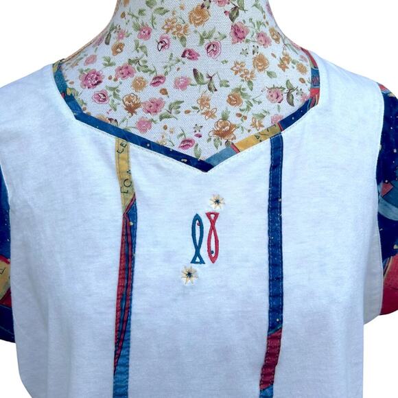 Vintage 70's Pisces T-Shirt Celestial Zodiac Astrological Boho Crop Top size XL - Picture 9 of 11